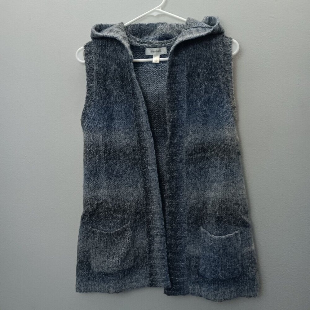 Dressbarn Women's Polyester Sweater Cardigan Vest Size Small Blue Sleeveless